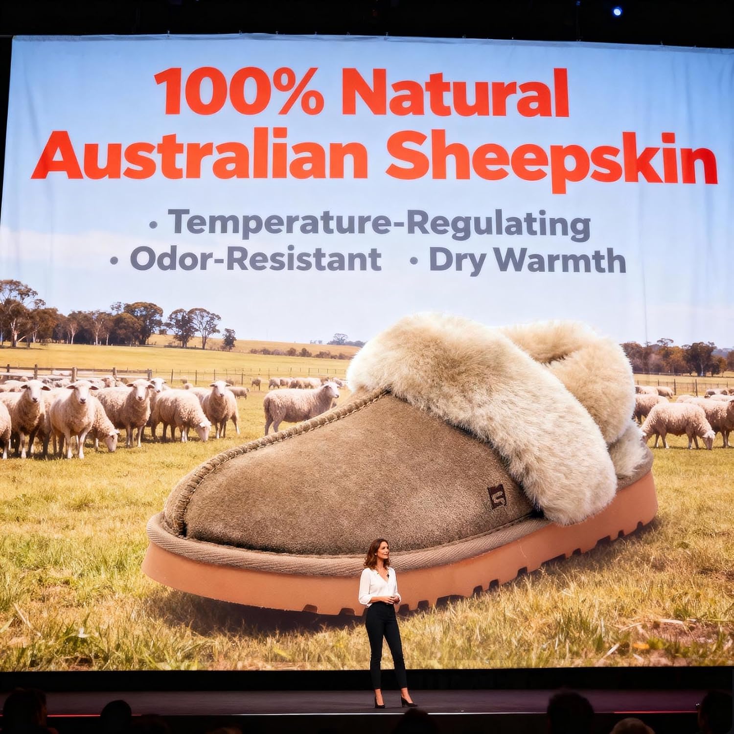 MelSyd Fuzzy House Slippers for Women: 100% Australian Sheepskin - Secure Fit Footwear with Heel Straps - Comfortable in Winter Wearing Indoor/Outdoor - Gift for Birthday/Christmas - Image 4