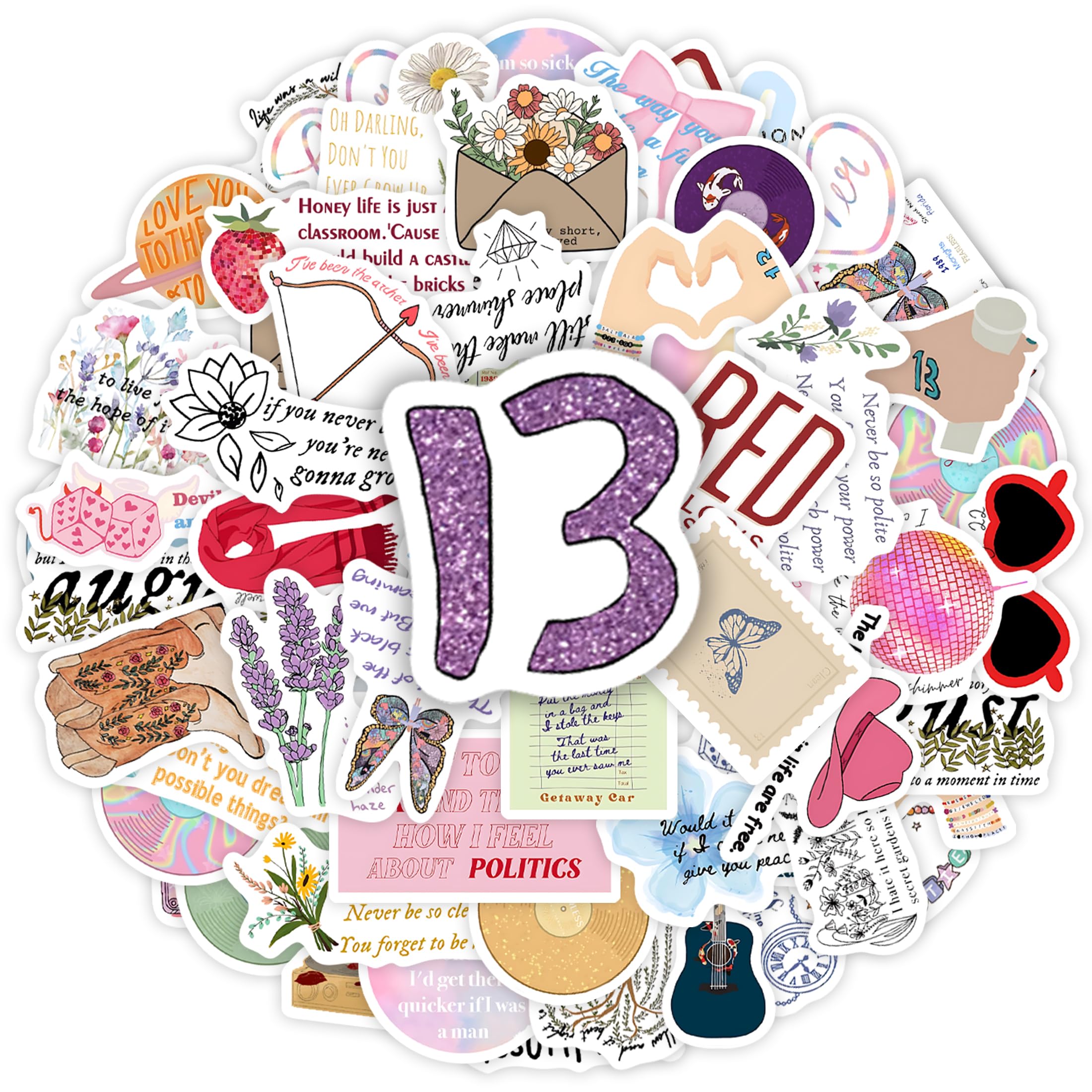 Robmoda 50 Pcs Pop Singer Country Folk Music Stickers for Adults | Water Bottle Laptop Decals, Waterproof Vinyl Teens Fans Music Lovers Guitar Phone