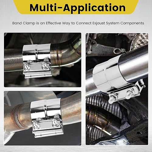 Miniatura 6 de Abrazadera de escape de 2.5 pulgadas, junta a tope de 2 12, banda de acero inoxidable 304, abrazadera de banda de acero inoxidable para tuberías,