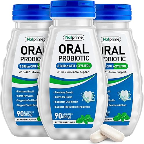 Probióticos de salud oral para el mal aliento bucal, 8 mil millones de UFC, 6 cepas con prebióticos, probióticos dentales para dientes y encías,