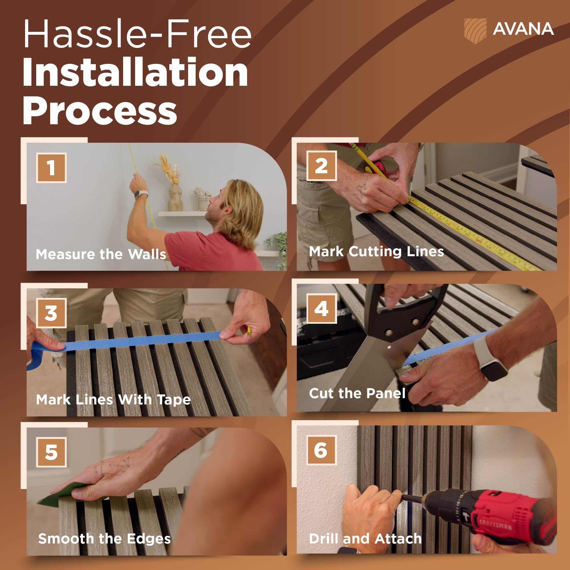 Avana Acoustic Wood Wall Panels – 47.2 X 12.6 Walnut Acoustic Panels Set of 1 – Wall Panels For Interior Wall Decor for Homes, Offices, Studios – Modern Sturdy And Durable Wood Panels For Wall