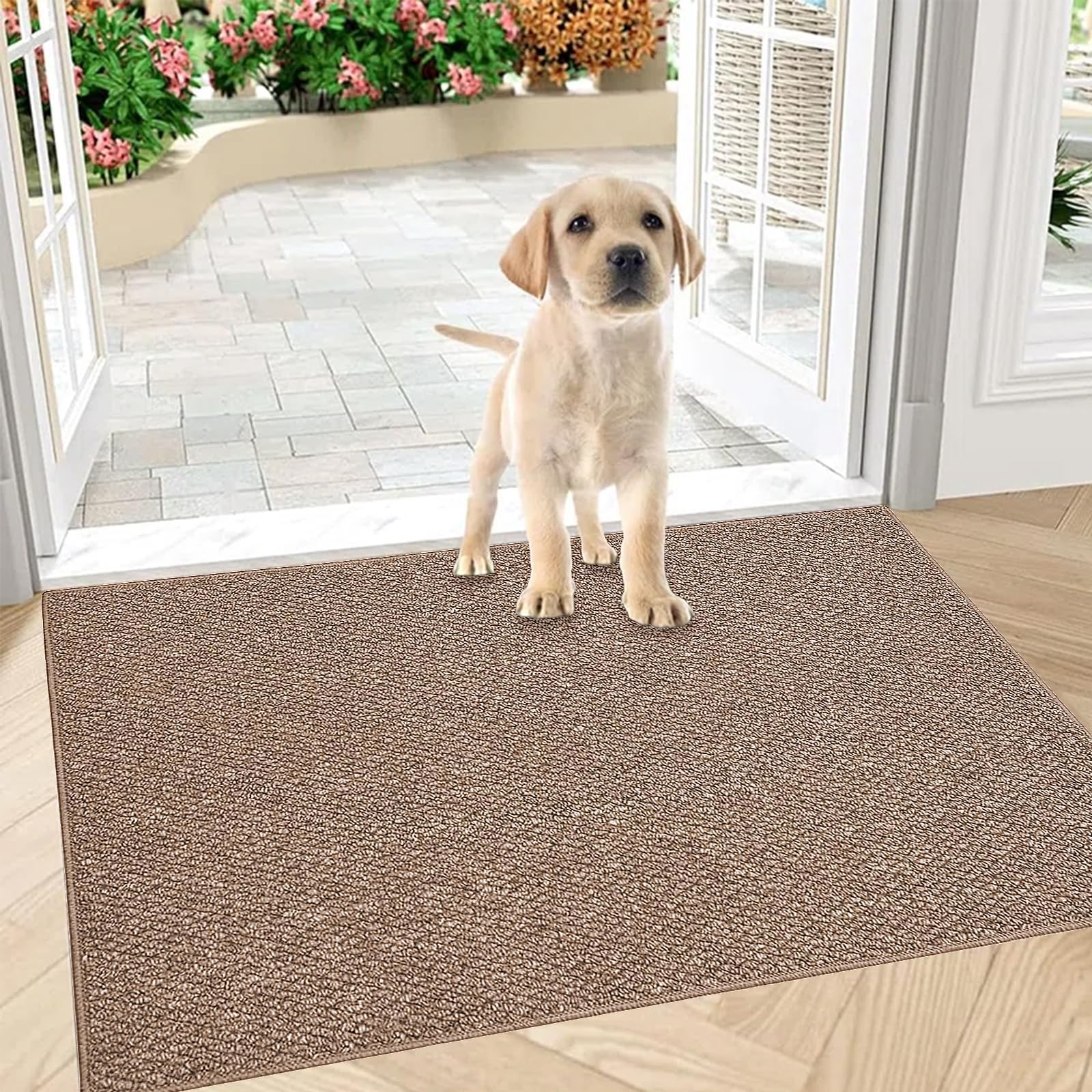 SZSMART Dirt Trapper Door Mats Indoor Non Slip Door Mat Washable Door Matts Inside Machine Entrance Mat Dog Doormat Entry Rug for Front Door, Back Door, Muddy Shoes Paws Charcoal(brown,70x100cm)