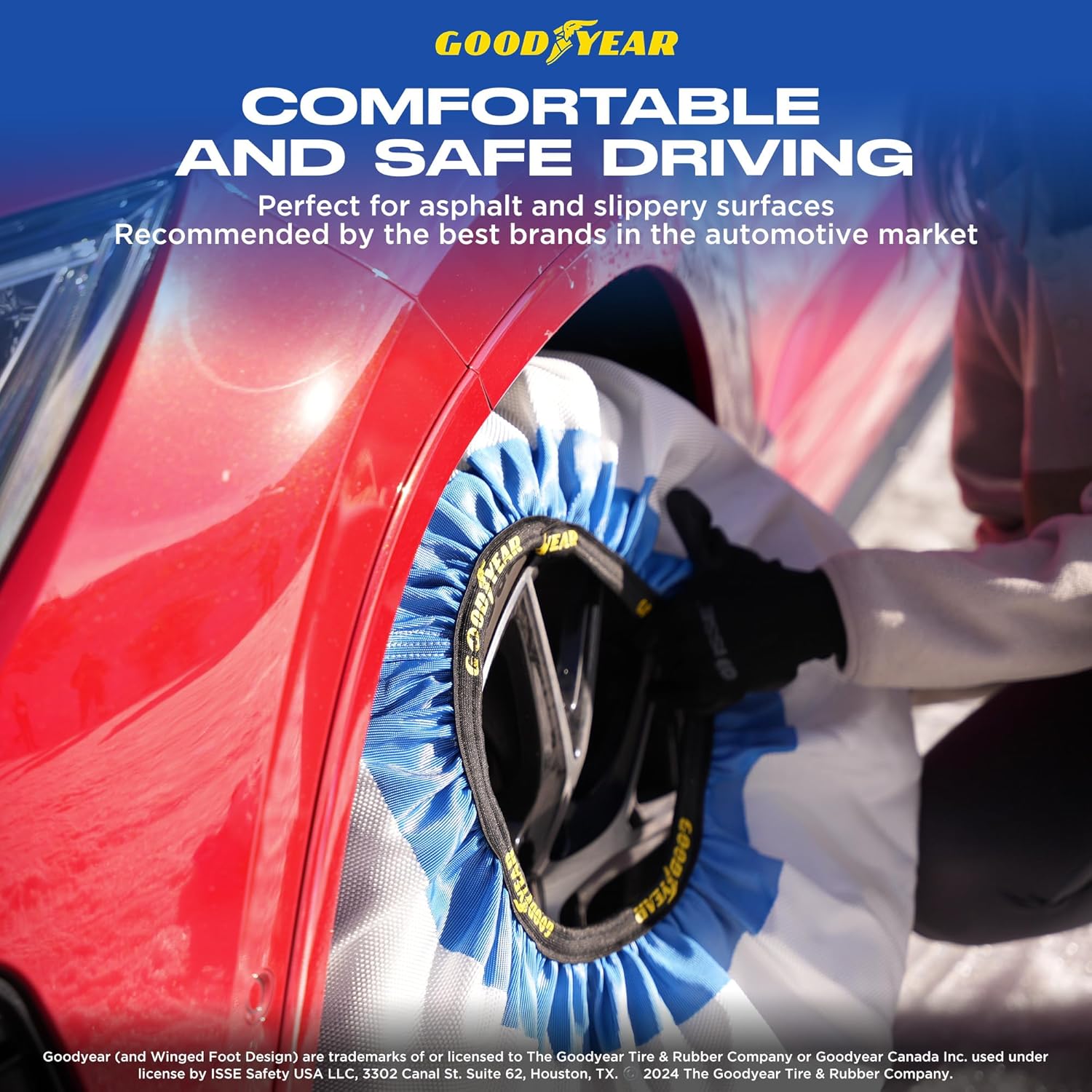 Goodyear Pro Snow Socks for Tires. Designed for All Tire Brands. Textile Chain Replacement for Optimal Traction in Snow & Ice. Easy Install. Emergency Winter Safety Solution, Multi-Season Use.