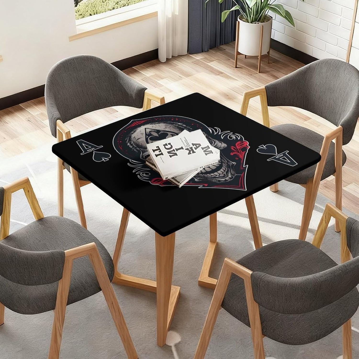 Poker Aces of Spades Square Tablecloth Print Table Cloths Table Cover Wedding Party Holiday Decor