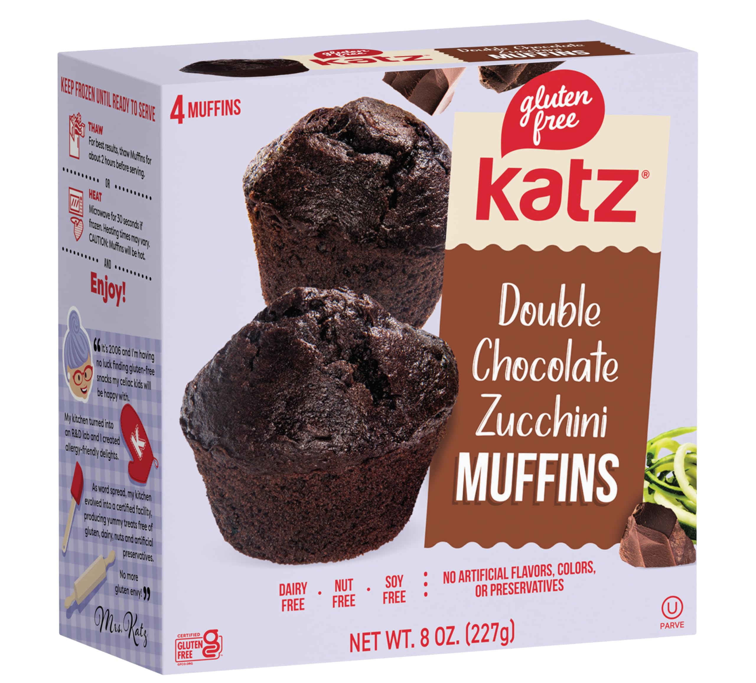 Amazon.com : Katz Gluten Free Double Chocolate Zucchini Muffins. A