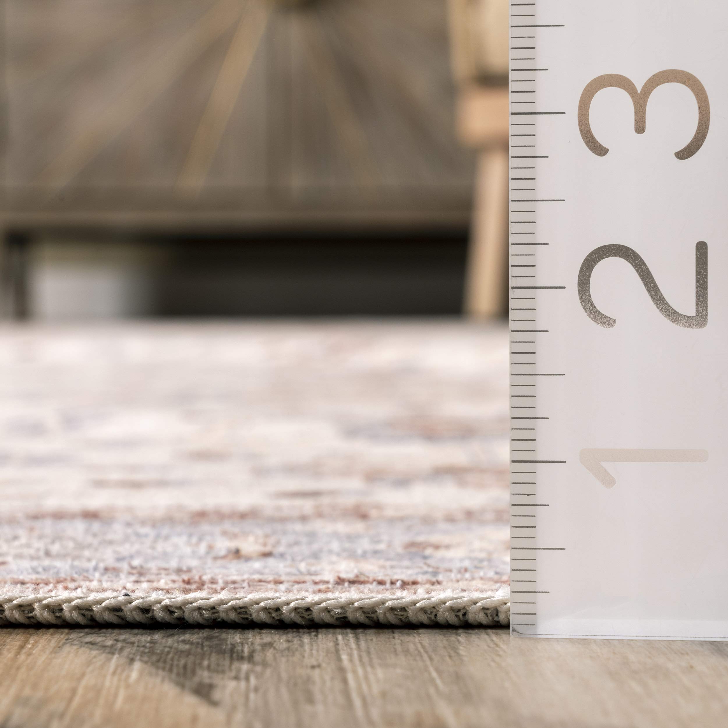 nuLOOM Gemma Machine Washable Transitional Floral Ultra Thin Area Rug