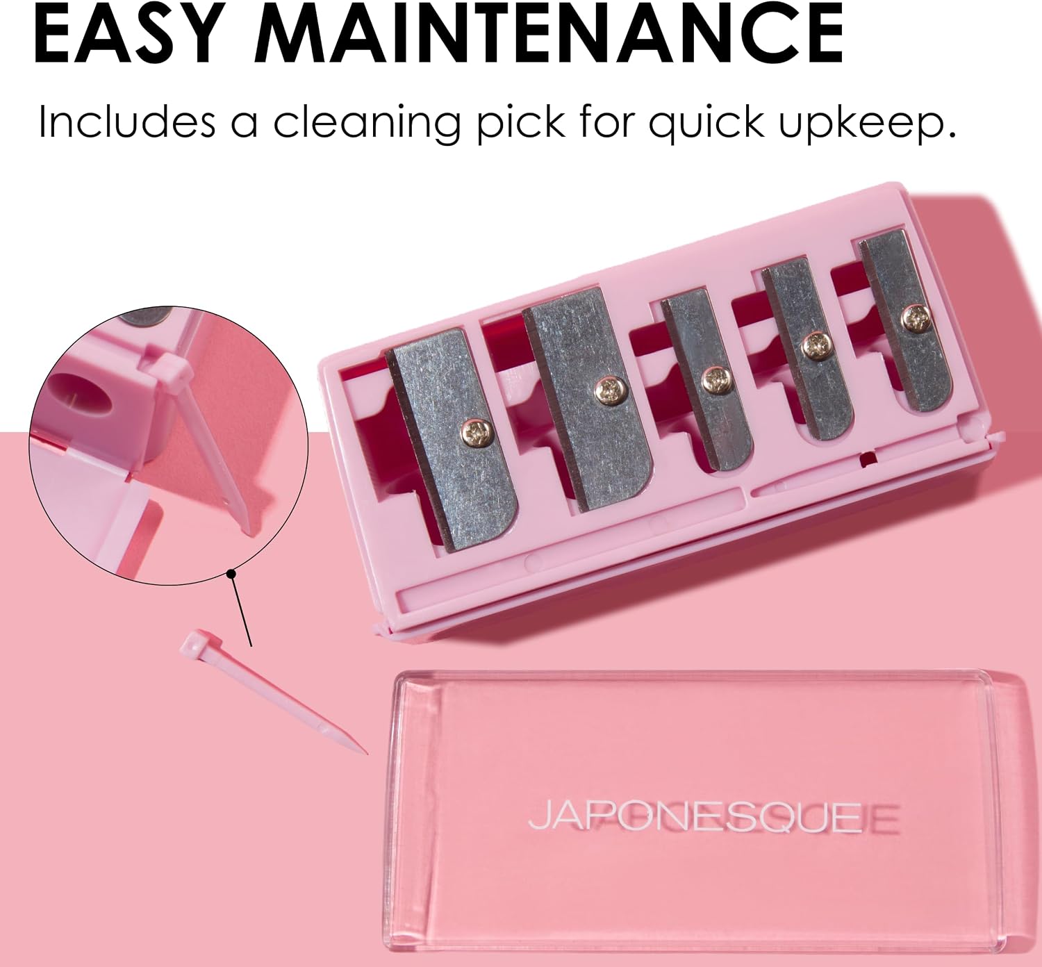 Japonesque Makeup Pencil Sharpener Fits Five Pencil Sizes Mini to Jumbo