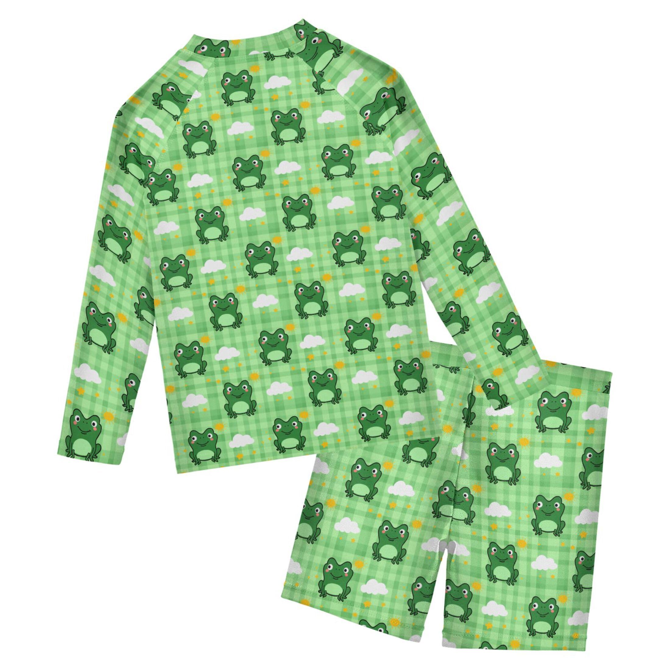 Cute Frog Toddlers and Baby Boys' Swimsuit Trunk and Rashguard Set B0404126