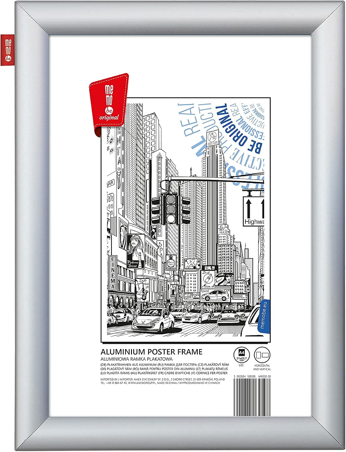 A4 Poster Snap Frame 21 x 29.7 cm Transparent Perspex Sheet with Aluminium Frame 2.5 cm Wide with Mitred Corners Horizontal or Vertical Mounting