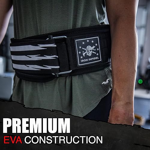 Miniatura 7 de Iron Infidel Cinturón de levantamiento de pesas de EVA, cinturón de gimnasio autobloqueante de 4 pulgadas de ancho para hombres y mujeres, soporte