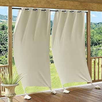 RYB HOME Outdoor Curtains for Patio Waterproof, Windproof with Weights