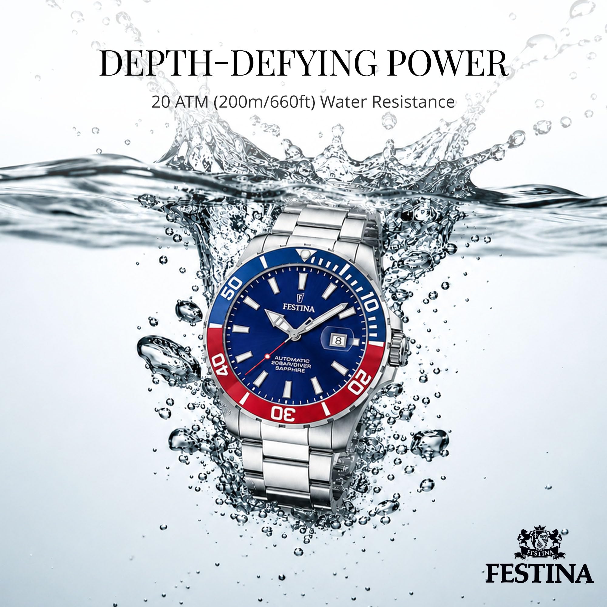 Festina Uhr Automatik Herren aus Edelstahl 316l Silberfarben