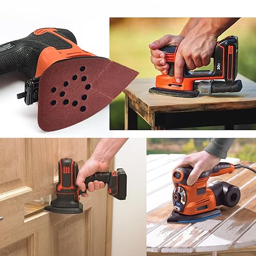 Miniatura 7 de 50 piezas de papel de lija de ratón con 2 puntas adicionales para reemplazo de detalles, almohadillas de lijadora de lijadora, 12 agujeros de gancho