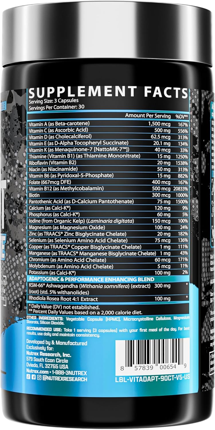 Nutrex Research Anabol Hardcore & Vitadapt Complete Sports Multivitamin with KSM-66 Ashwagandha - Image 4