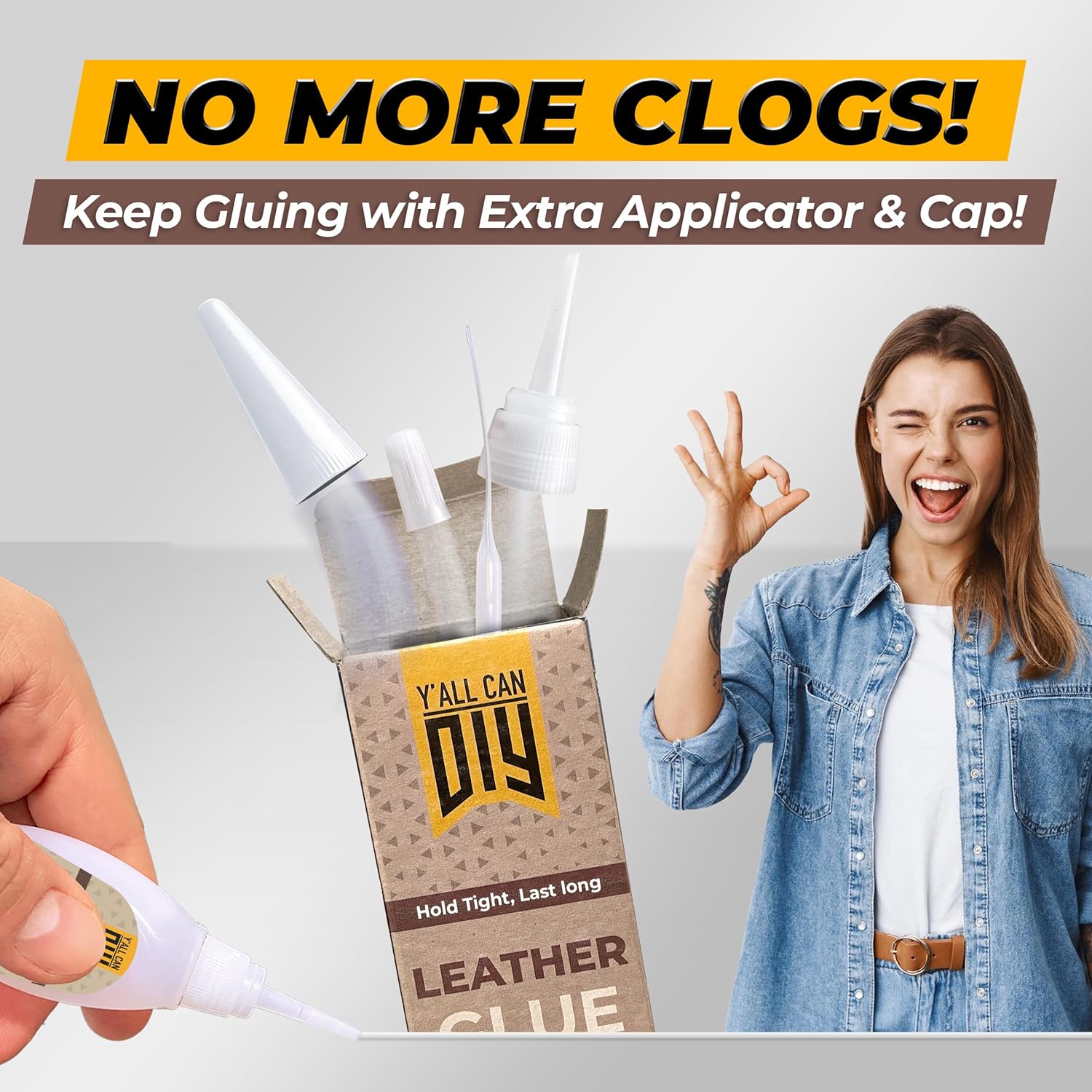 Y'allCanDiy Super Glue for Leather 144 Pk x .7 Oz. (20g)- Leather Glue - Adhesive for Purses, Sofas and Furniture. Heavy Duty Waterproof Cyanoacrylate Based Adhesive for Leathercraft, Upholstery