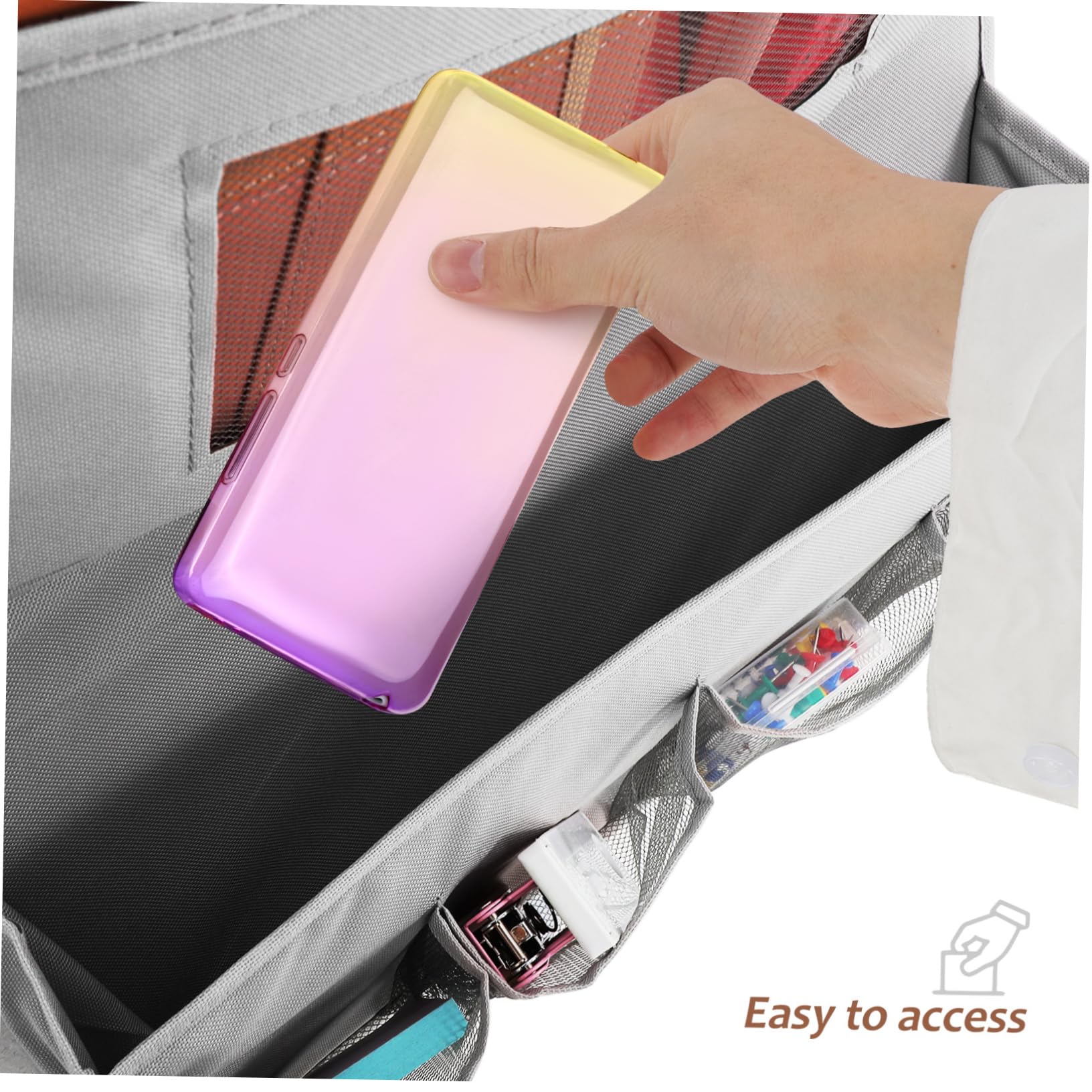 Organizer da Appendere per Porta, Borsa Portaoggetti Grigio Tasche e Fori Multipli, Lavabile, Salvaspazio per Bagno e Camera da Letto