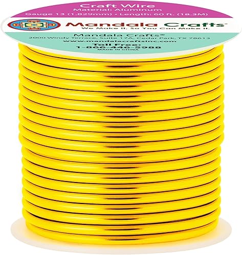 Vista 207 de Mandala Crafts - Alambre de aluminio anodizado de calibre 14 para hacer joyas - 18.29 m de alambre flexible de color oro claro - Flexible