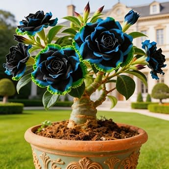 [NJKNYOG] Red Desert Rose in Pot Adenium Succulent Plant Exotic Ornamental Plant with Tuber Durable Cactus Rose for Warm Locations - 1Root-h