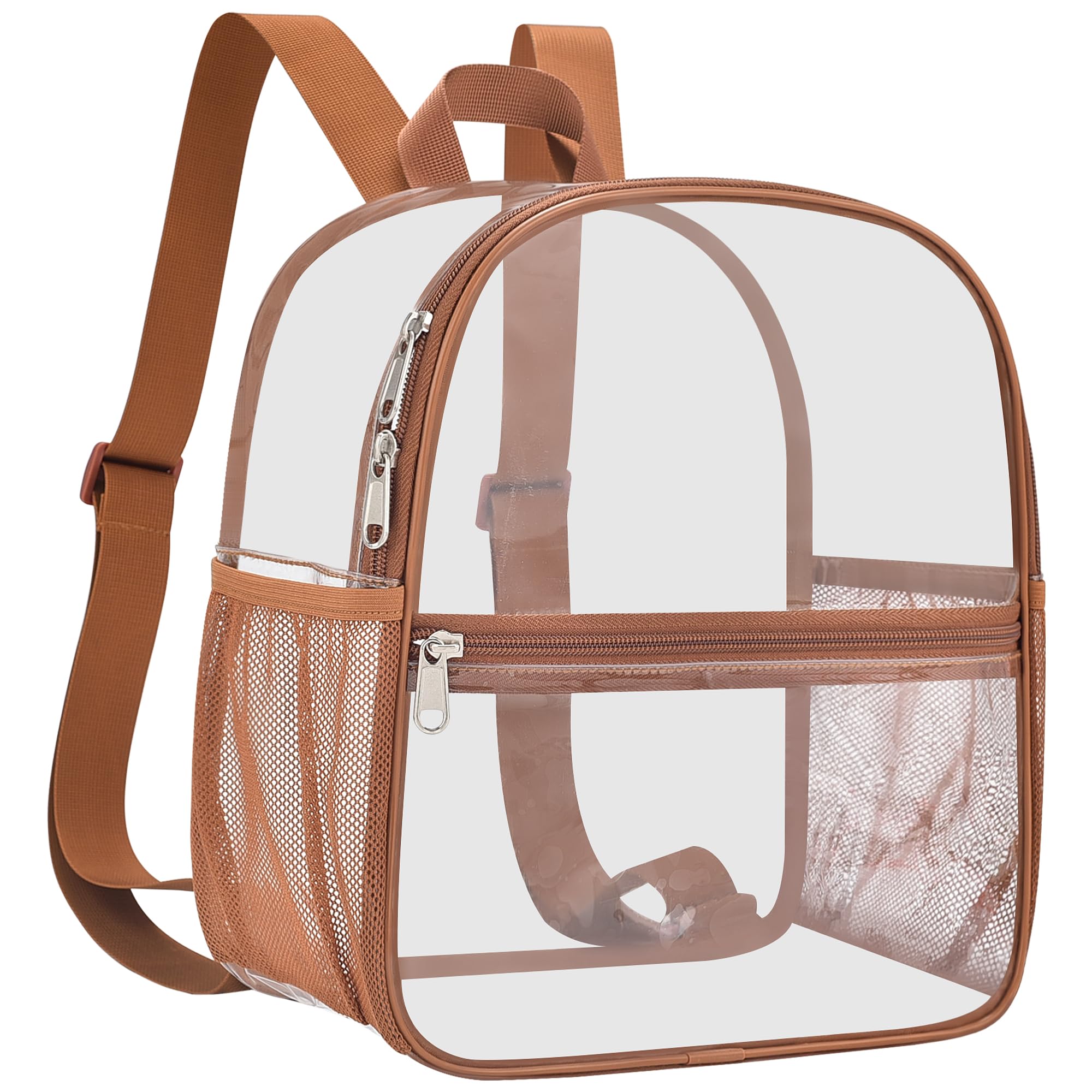 Oraben Clear Backpack for Stadium Events Sports Fan Backpack Stadium Bag | 12x6x11 in,Heavy Duty PVC Mini Small Clear Bag for Concerts, Sports,Work,Side Water Bottle Pocket