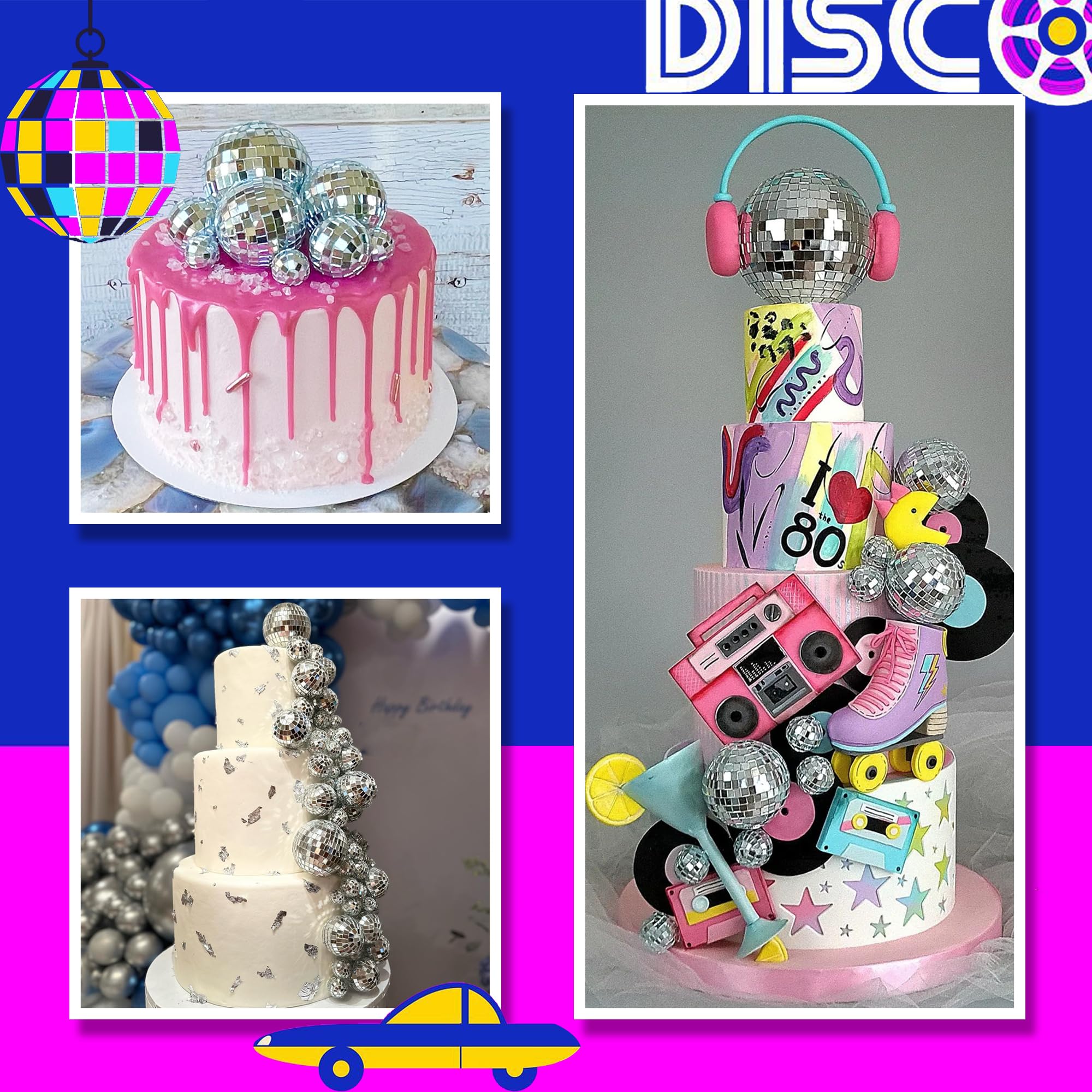 PCS 0.79Inch 1.57Inch 2.36Inch 3.15Inch Disco Ball Cake