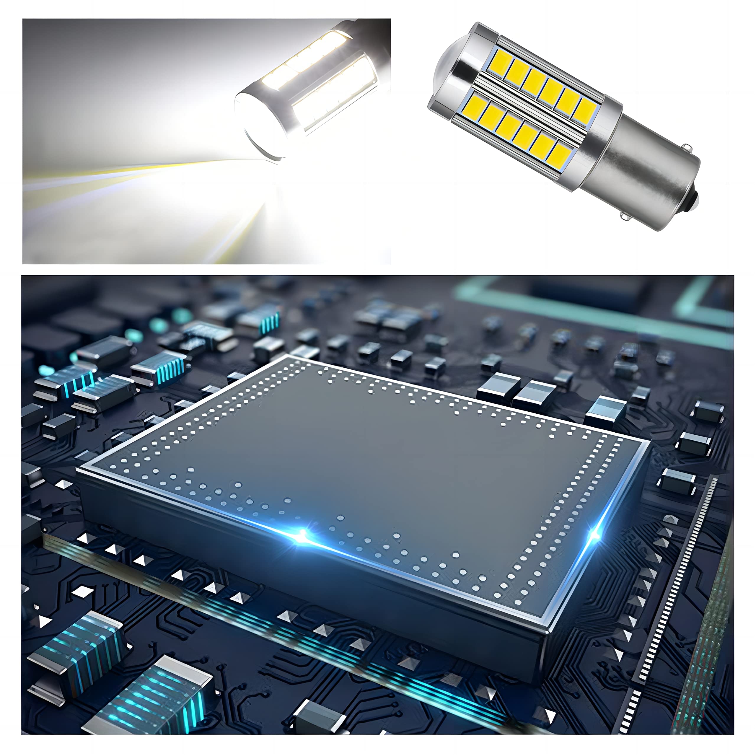 Pack of 4 1157 Led Bulb, 33SMD 5730 Chips 12V White, Signal Light Bulb, Reversing Light, for RV Camper SUV MPV Car Brake Tail Light Side Marker