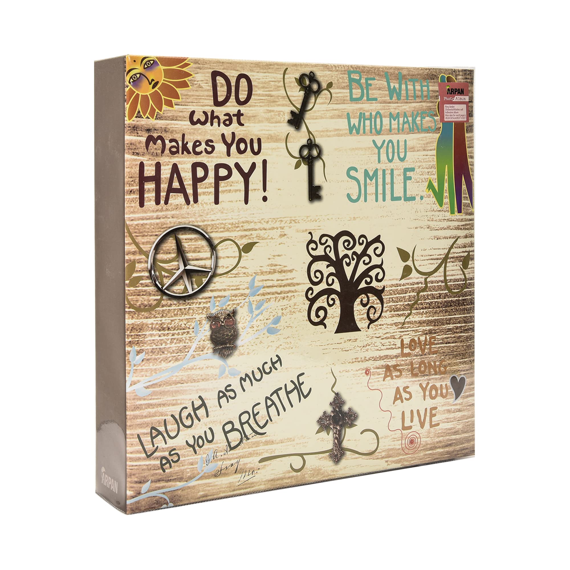 Arpan Extra-Large 3-Ring Binder Self Adhesive Photo Album 20/Sheets 40/Sides (Life Inspirational Slogan)
