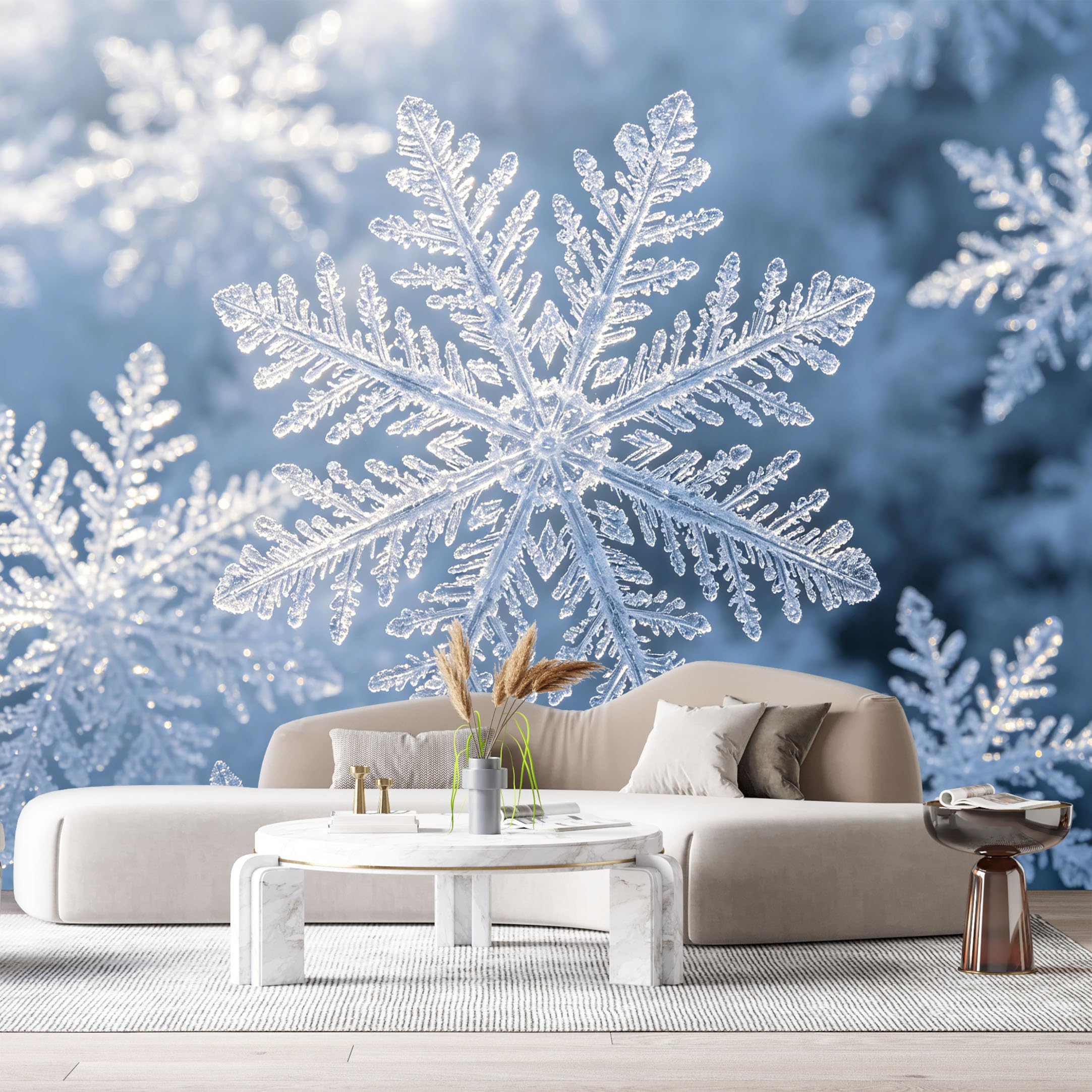 Custom Size Wall Murals Ice Crystal Snowflake Abstract Winter Texture SelfAdhesive Wall Fabric Removable Large Wallpaper for Photo Living Room