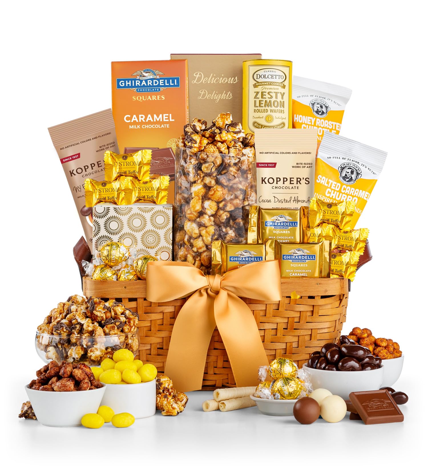 GiftTree As Good As Gold Gourmet Gift Basket - Featuring Decadent Truffles, Chocolate Delights, Lemon Wafers & More Exquisite Delicacies