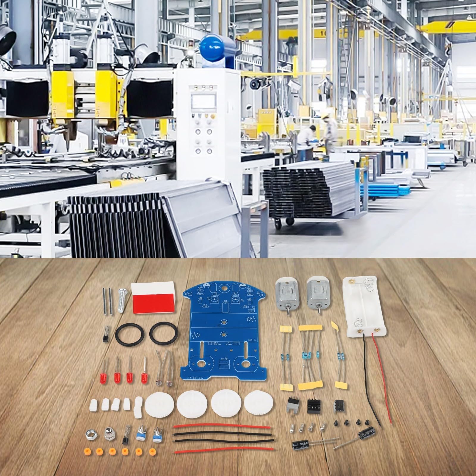 Car Soldering Kit DIY Project for Line-Following Robot Learning Electronics | Educational STEM Kit with LM393 Voltage Comparator | 3V Power Supply, Blue
