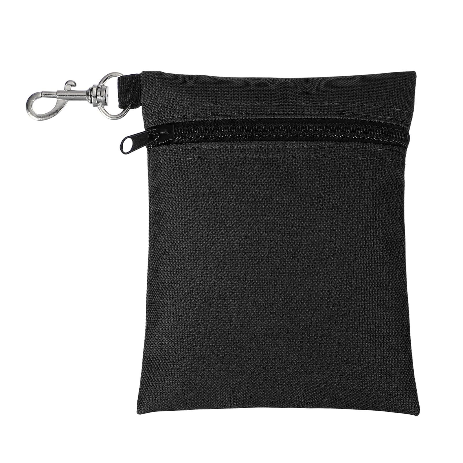 YELARXI Golf Tee Pouch, Zipper Golf Ball Bag 6.7 x 5 in with Metal Lobster Claw Clip Storage Bag Waterproof - Fit for (Tees Balls/Valuables Holder/Men Women Golf Gift) Black