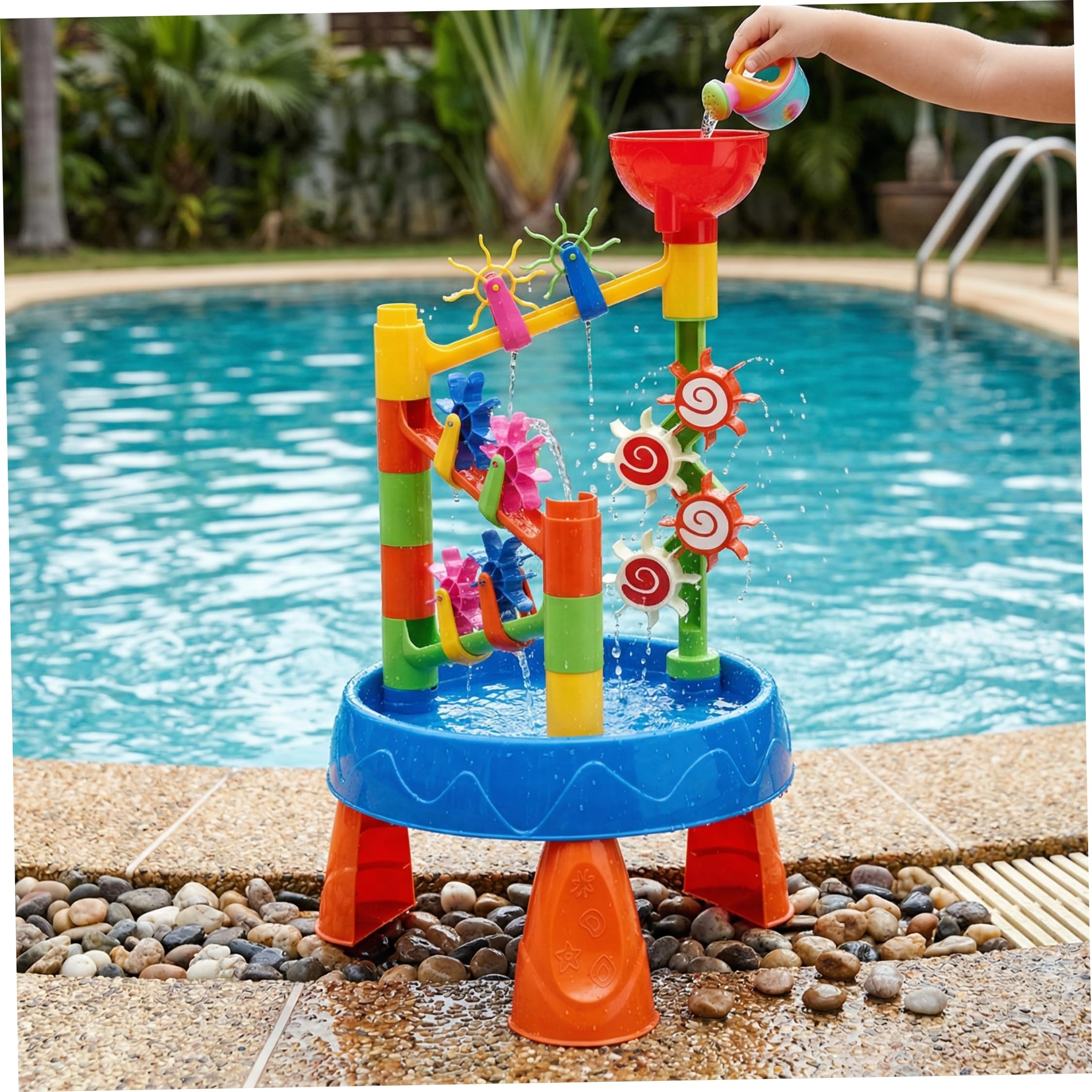 Baby-Wassertisch, Kinder-Wassertisch zum Spielen im Freien für Kinder im Alter von 1–8 Jahren, Sommer, Strand, Hinterhof, 32-teiliges Sandspielzeug-Set mit Rad, Eimer, Schaufel