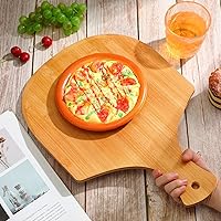 Vista 3 de Roshtia 12 unidades de 17 x 12 pulgadas de madera para hacer pizza con asa, tabla de cortar colgante, espátula, paleta para pan, queso, cocina