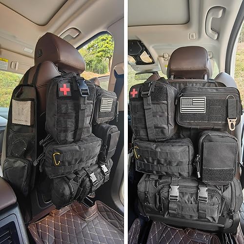 Miniatura 13 de Paquete de 7 organizadores tácticos de respaldo de asiento organizador de camión con 6 bolsas desmontables universal para automóvil, camión, Ford,