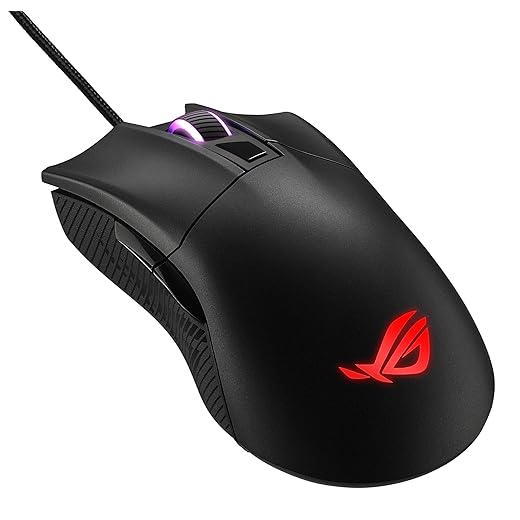 ASUS Optical Gaming Mouse - ROG Gladius II Core | Ergonomic Right-hand Grip | Lightweight PC Gaming Mouse | 6200 DPI Optical Sensor | Omron Switches | 6 Buttons | Aura Sync RGB Lighting