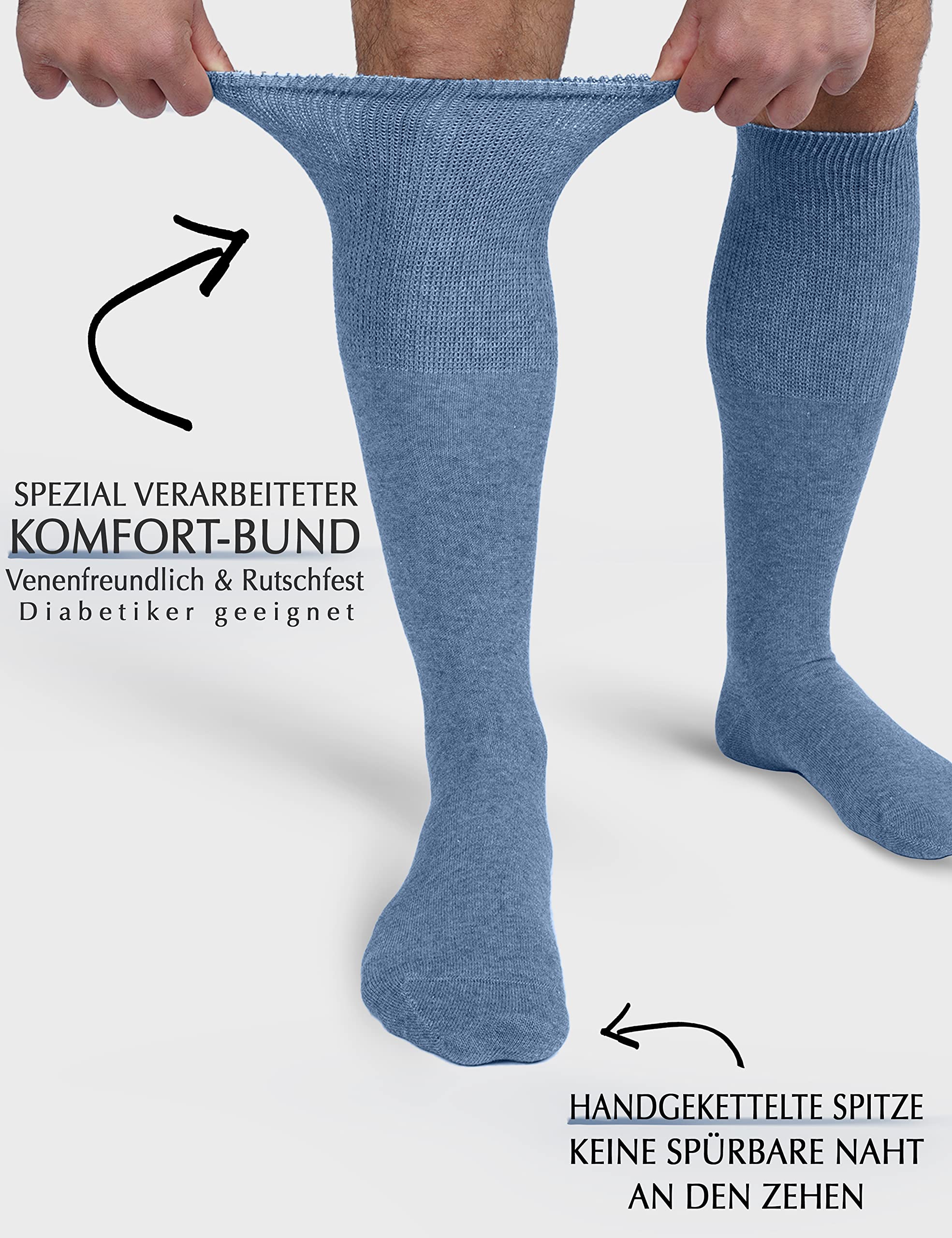 OCERA 3 Paar Diabetiker-Baumwoll-Kniestrümpfe – Damen & Herren, venenfreundlich, elastisch & komfortabel ohne Gummidruck