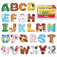 JoyCat Wooden Alphabet Magnets for Toddlers - 26 Large Cute Animal ABC Fridge Letters, Thick Basswood Preschool Learning Toy