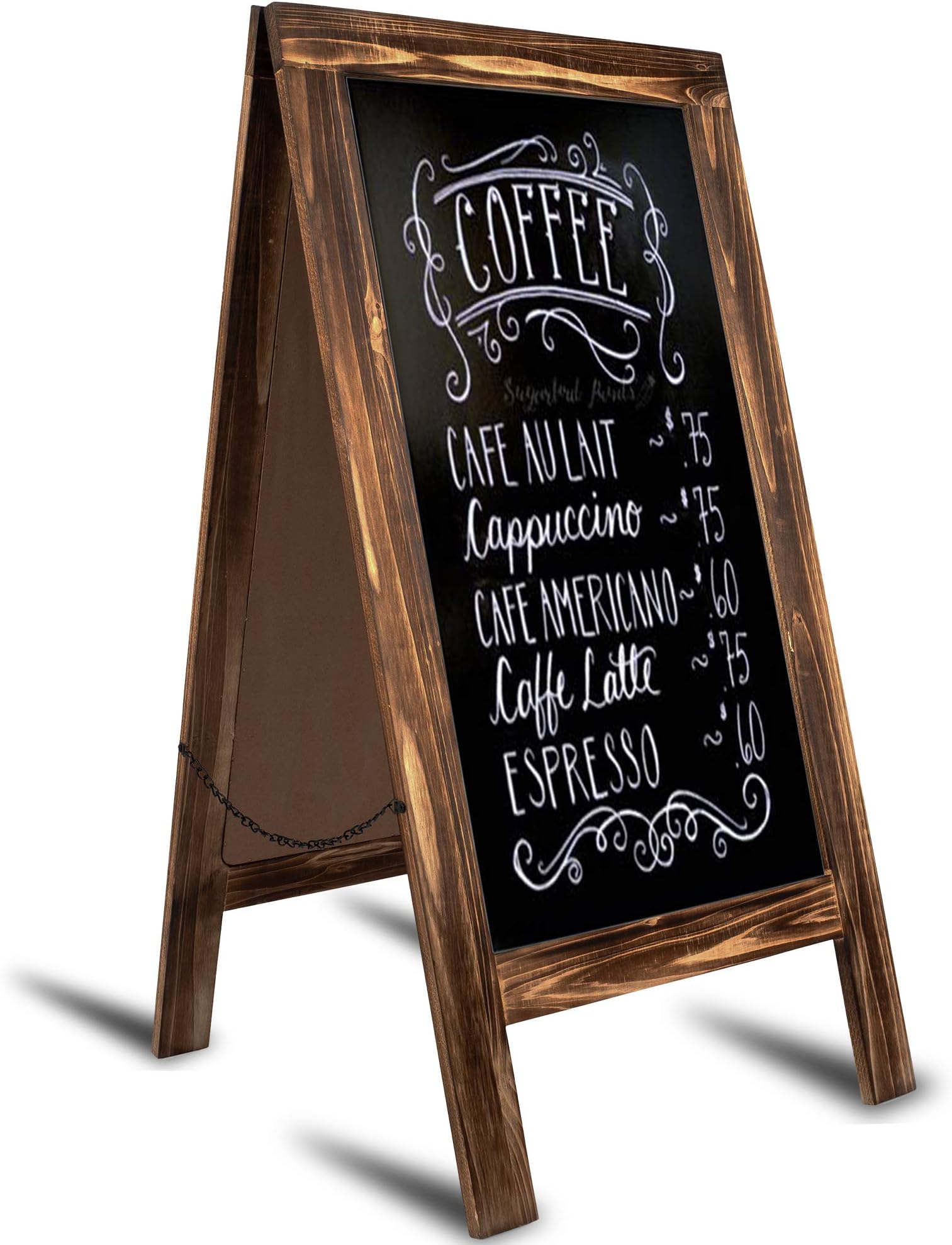 Rustic A Frame Chalkboard Sign - 40” X 20” Big Chalk Board Standing Sign for Wedding and Events- Large Sandwich Board Standing Sidewalk Sign for Events, menus, Foot Traffic and More!