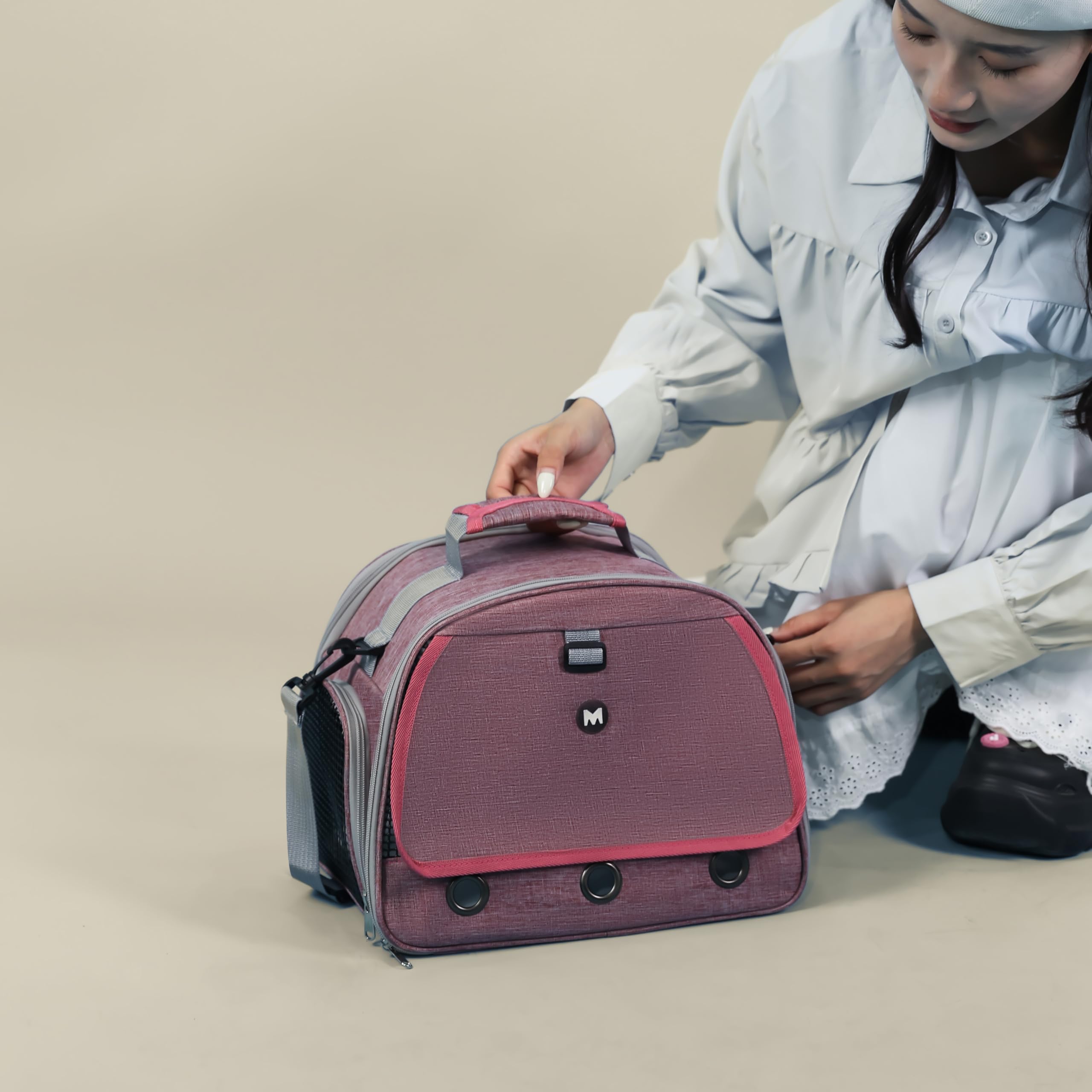 SOLAPOLLO Sac à bandoulière respirant pour oiseaux, sac de voyage pour hamster, sac de voyage pour extérieur, lapin, hérisson, oiseau (rose)