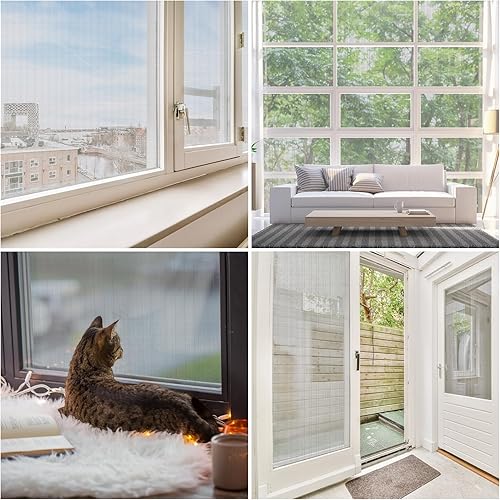 Miniatura 7 de MAGZO Malla de repuesto para ventana de 36 pulgadas de ancho x 196 pulgadas de largo, malla ajustable de poliéster a prueba de mascotas para puerta