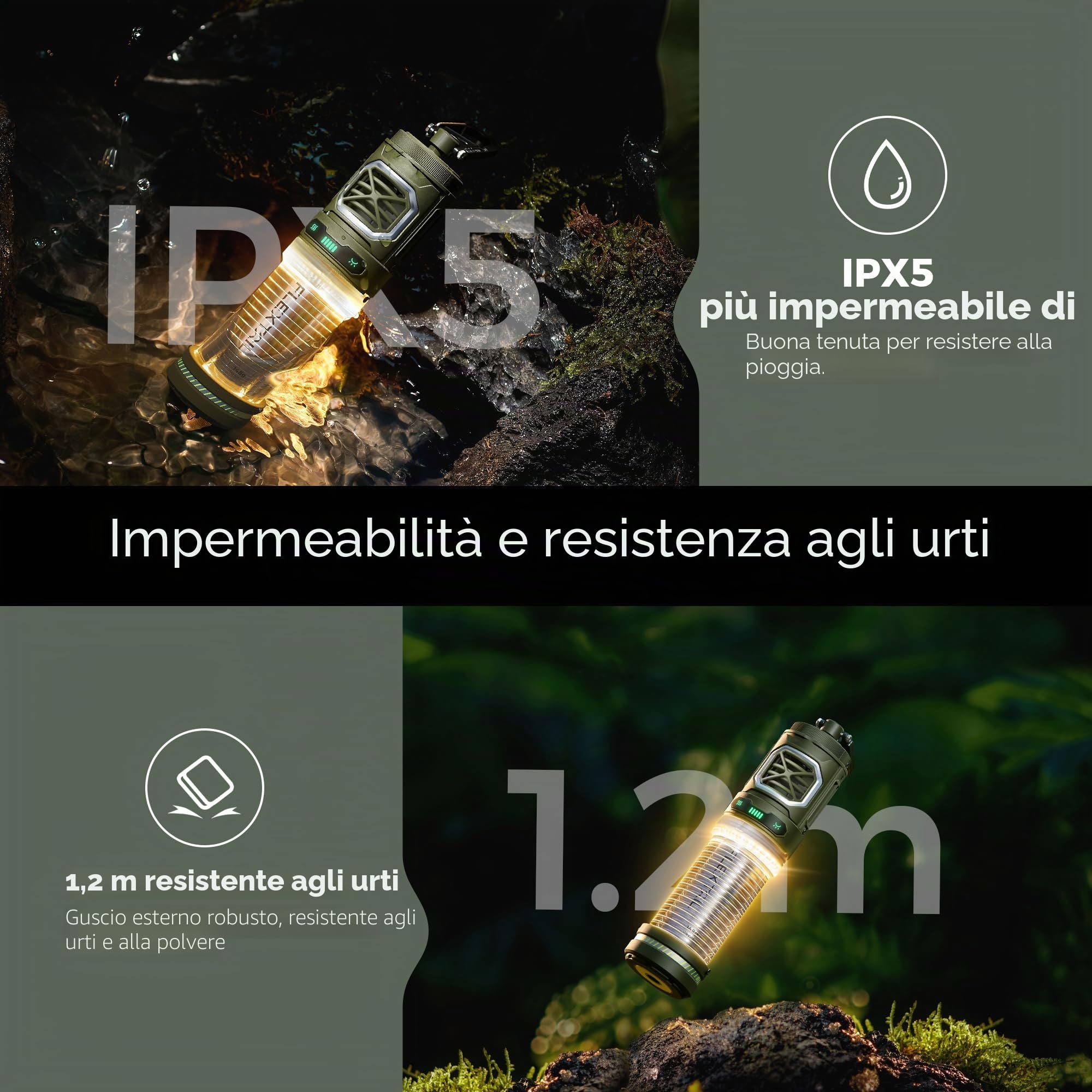 FLEXTAILGEAR Tiny Repeller S, Repellente Elettrico Portatile per Zanzare, con Lampada da Campeggio (Luce Respirante, fino a 400lm), Batteria 4800mAh, Funzione Riscaldamento 165℃, Impermeabile IPX5
