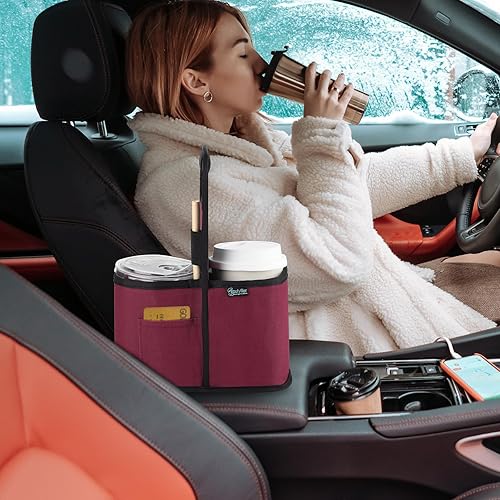 Vista 23 de Beautyflier Transportador de bebidas con asa para entrega, reutilizable, aislado, portavasos, portátil, con asa, organizador para bebidas frías