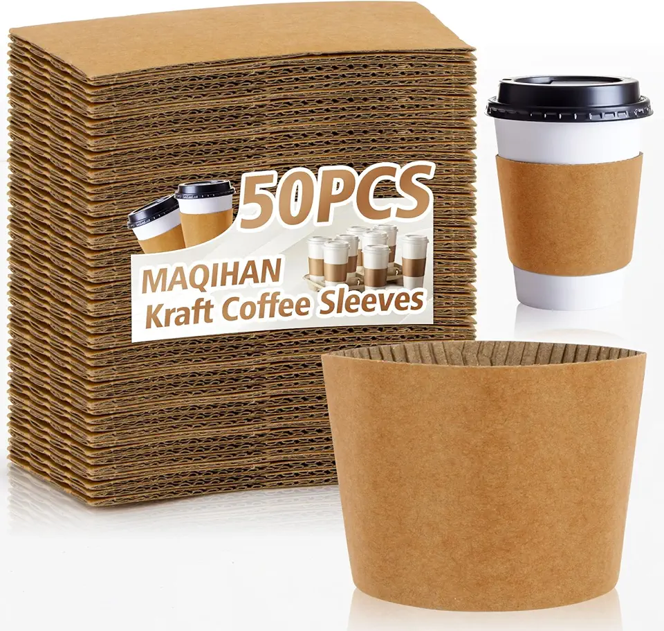 50PCS Coffee Cup Sleeves - Hot Coffee Sleeves...