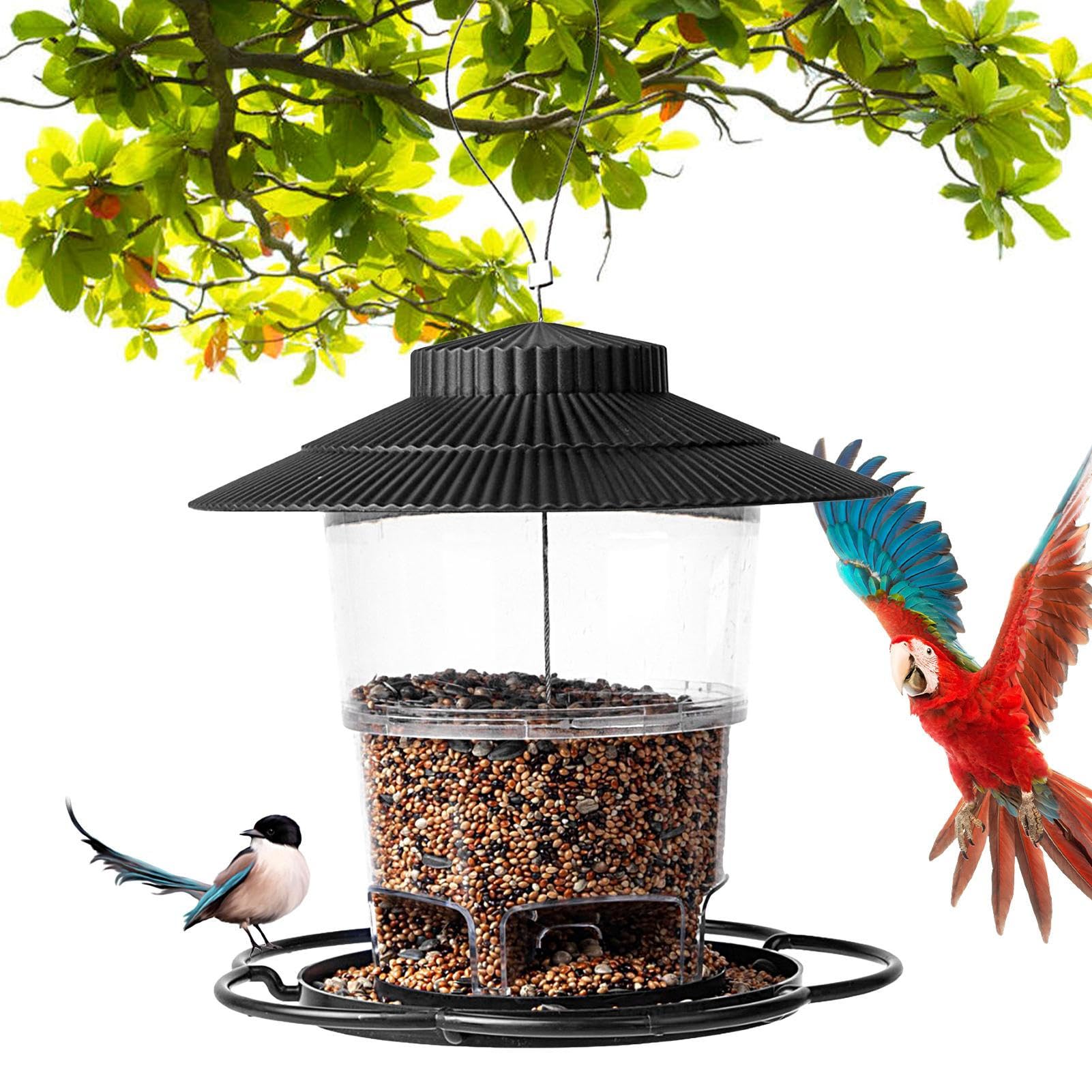 Outdoor Bird Feeder | Yard Weather Resistant Wild Bird Feeder - Waterproof Outside Garden Lantern Large Capacity For Blue Birds Sparrows