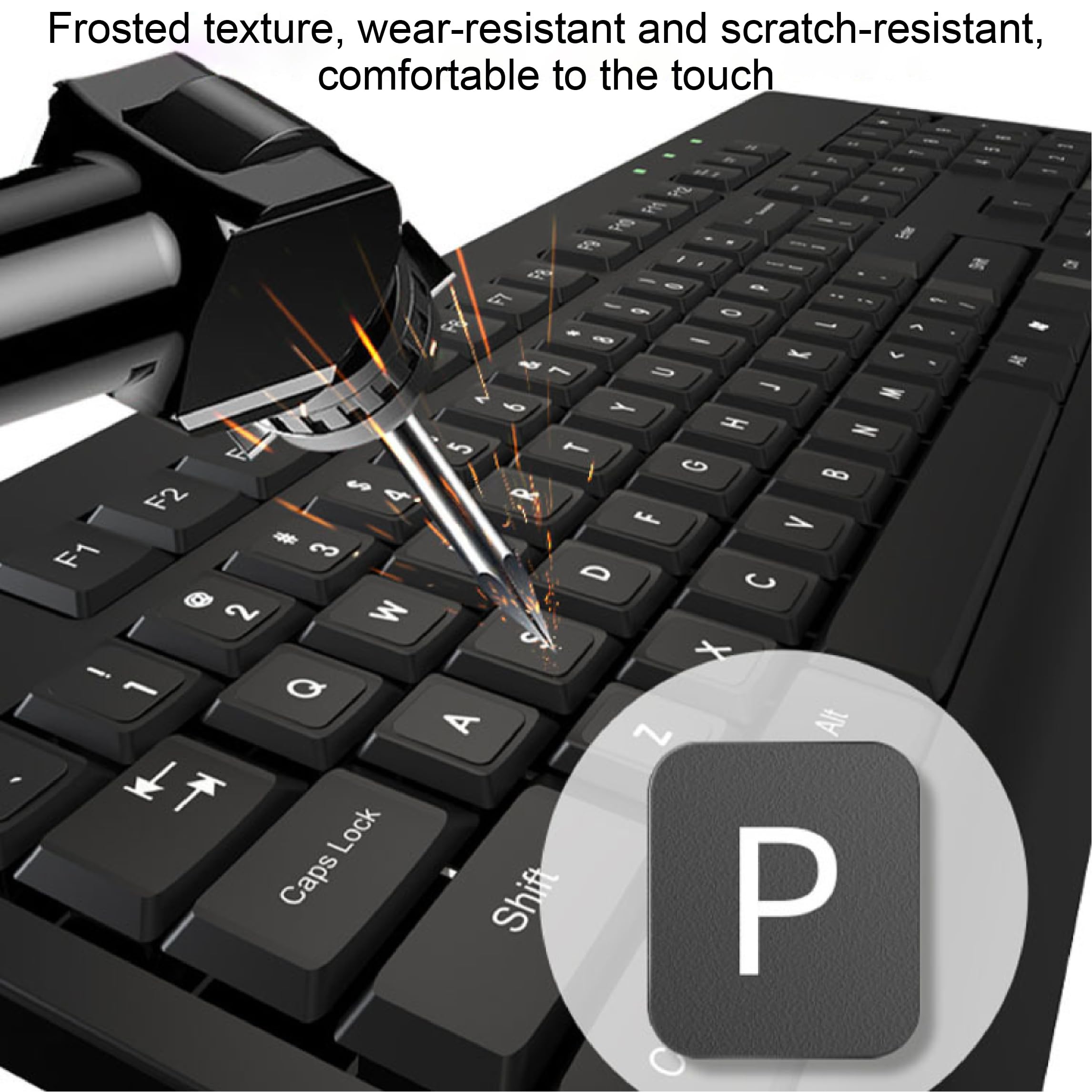 XBFOCNH Autocollants Clavier Allemand/UK - Lot De 4 | PVC Étanche | Fond Noir Lettres Blanches | Pour Apprentissage Ou Remplissage