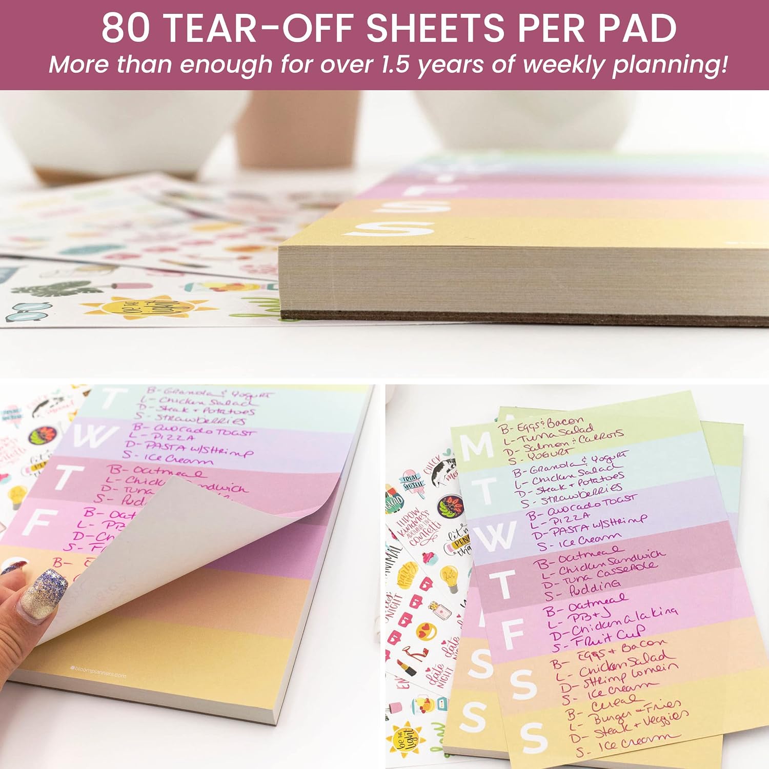 bloom daily planners Color Blocked Weekly To Do List Notepad with 80 Tear Off Sheets - Undated Weekly Planner Pad for Work, School, Home - 6” x 9” - Rainbow Sorbet image 3
