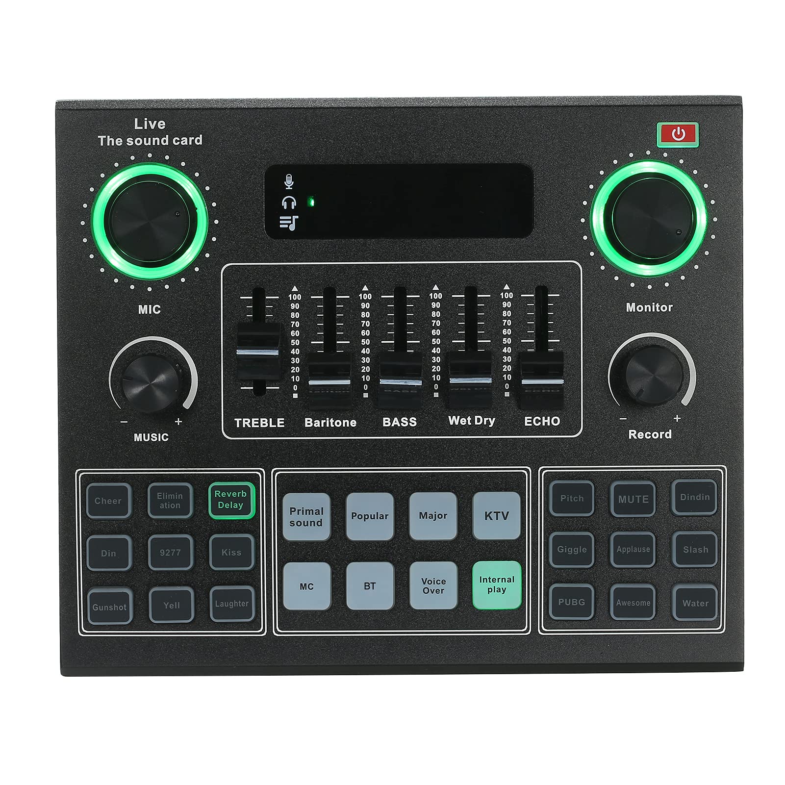 Scheda Audio V9 Live Sound Card BT Accompaniment Audio Mixer con Effetti sonori Broadcasting Rete di Registrazione Canta su telefoni Laptop