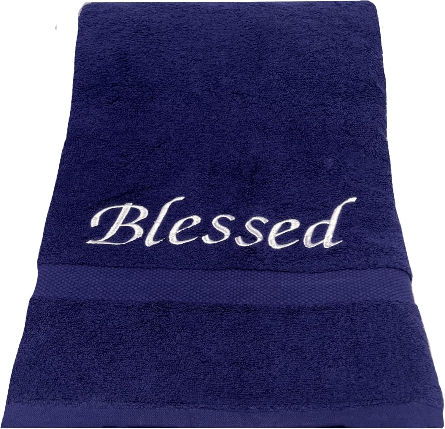 Liberty21 Blessed Home Bath Towel with Inspirational Embroidered Message for Bathroom, or Spa. 100% Cotton (White)