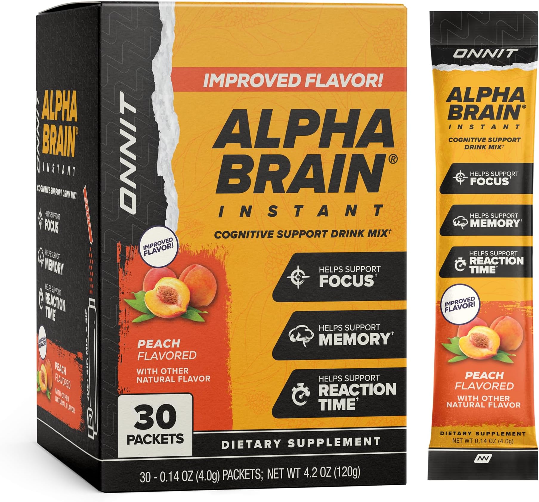 Onnit Alpha Brain Instant (30ct Box) - GPC, L Theanine, Bacopa Monnieri, Huperzine A, Vitamin B6