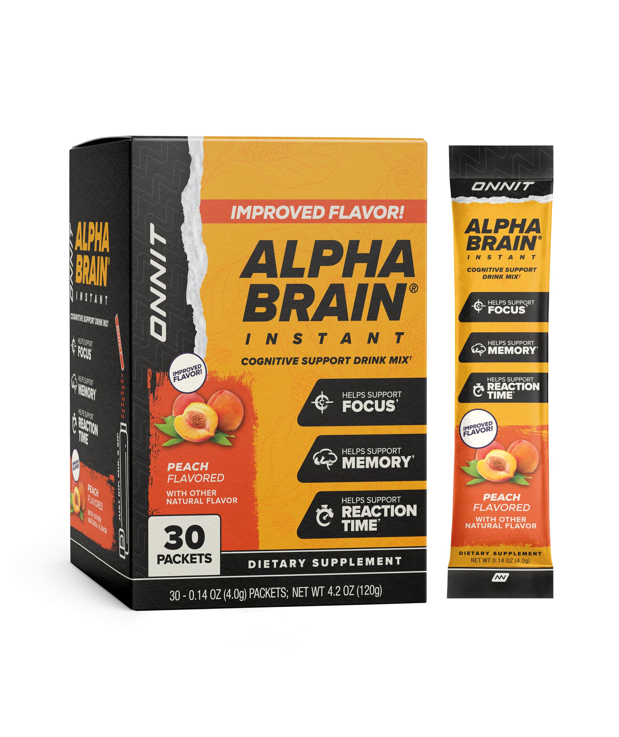 Onnit Alpha Brain Instant (30ct Box) - GPC, L Theanine, Bacopa Monnieri, Huperzine A, Vitamin B6
