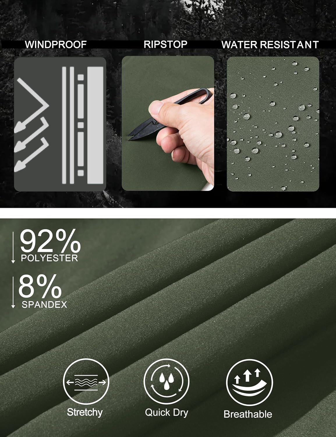 MAGCOMSEN Snow Pants for Men Water Resistant Fleece Lined 5 Zipper Pockets Winter Snowboard Hiking Insulated Ski Pants - Image 5